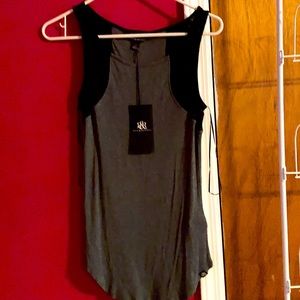 NWT XS sleeveless gray & black tank top